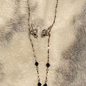 Elegant Avon Black and Silver Women's Necklace and pierced earrings set
